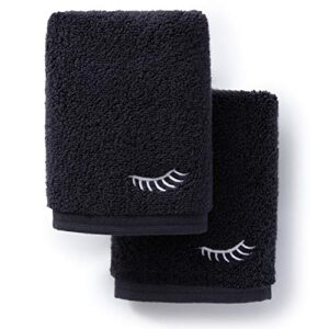 laguna beach textile co. plush zero twist supima cotton makeup towels - pack of 2 - 730 gsm - 12" x 12" (black wink)