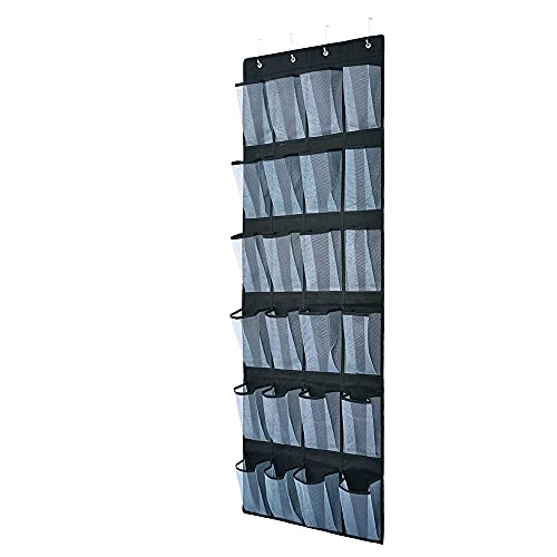 CiLai Over The Door Shoe Organizer 24 Large Mesh Pockets Hanging Shoe Hanger Holder for Closet(Black)