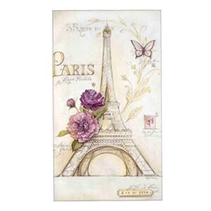 qicenit vintage letter paris eiffel tower with flower and butterfly hand towel white super soft plush highly absorbent for bathroom 15.7x27.5in