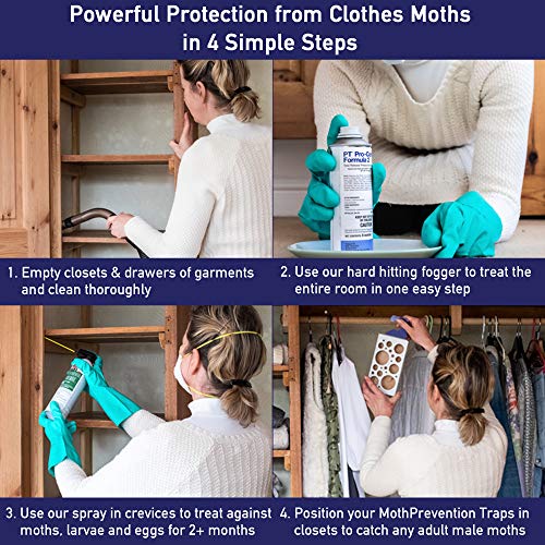 MothPrevention Clothes Moth Killer KIT - Extreme Power! with Clothes Moth Traps 6 Months Protection of Closet Clothing! - Incl. Powerful Clothes Moth Trap - Moth Pheromone Traps x6, Foggers & Sprays