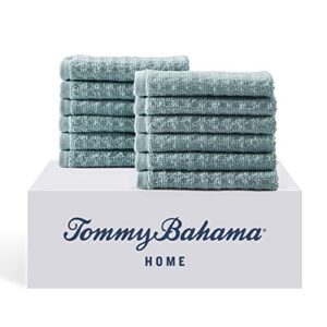 tommy bahama- washcloth set, highly absorbent cotton bathroom decor, low linting & fade resistant (northern pacific turquoise, 12 piece)