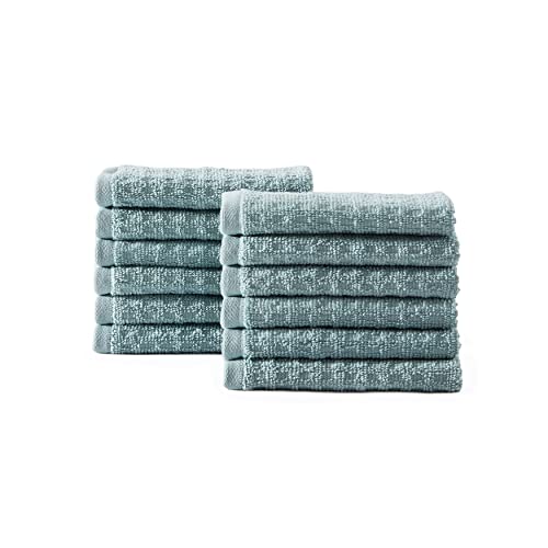 Tommy Bahama- Washcloth Set, Highly Absorbent Cotton Bathroom Decor, Low Linting & Fade Resistant (Northern Pacific Turquoise, 12 Piece)