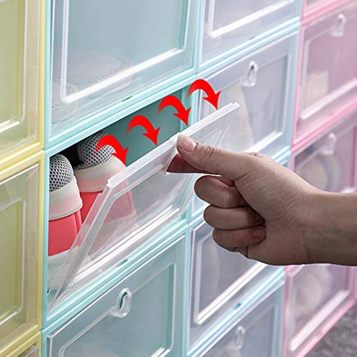 loinhgeo Flip-Open Cover Transparent Stackable Storage Box Shoes Drawer Case Organizer Home Decor Green S