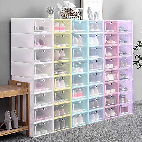 loinhgeo Flip-Open Cover Transparent Stackable Storage Box Shoes Drawer Case Organizer Home Decor Green S