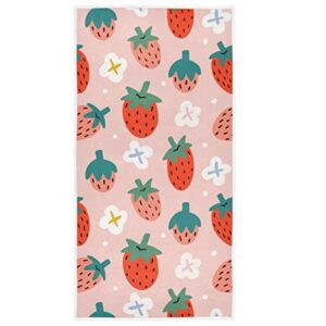 wamika pink strawberry hand bath towel shower towels set fruits flowers kitchen hanging gym fingertip bathroom towel highly absorbent 2pcs