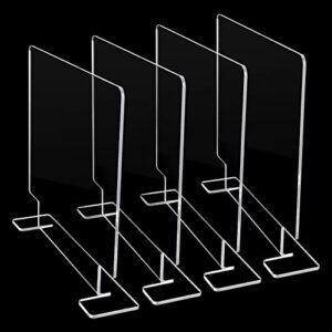 arcux7 shelf dividers for closet organization 12 inch acrylic shelf dividers with traceless tape, vertical closet separators for clothes clear closet dividers for wood shelves cabinets (4pack)