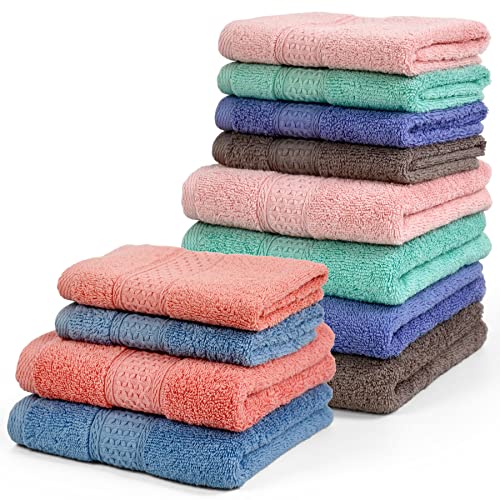 Cleanbear Hand Towels and Washcloths Set Bathroom Towels Set 6 Colors for Different Needs