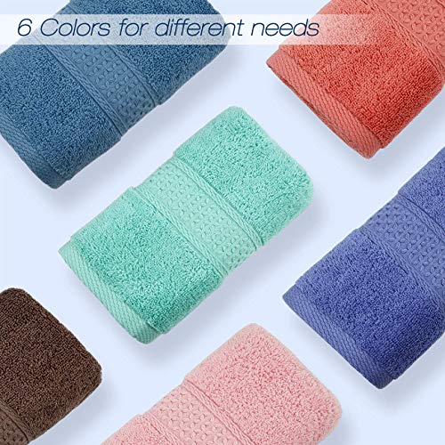 Cleanbear Hand Towels and Washcloths Set Bathroom Towels Set 6 Colors for Different Needs