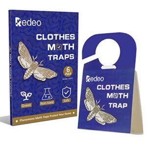 redeo clothes moth traps with pheromones non-toxic and odorless sticky glue trap with lure clothing moth traps with attractant for closets and carpet indoor moth prevention, safe for kids and pets (6)