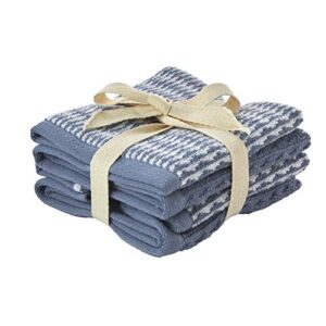 skl home longborough 100% turkish cotton washcloth set, 12x12, denim blue 4 pack