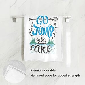 OTVEE Go Jump in The Lake Towel Wash Cloths 30x15 Inch Polyester Fingertip Towel for Home Bathroom Decor