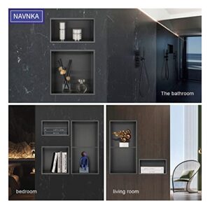 NAVNKA Shower Niche, No Tile Needed, The Insert Storage Shower Shelf is Easy to Install, Stainless Steel, Black grey (12''*6'')