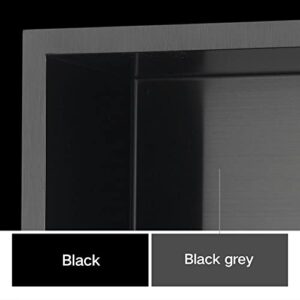 NAVNKA Shower Niche, No Tile Needed, The Insert Storage Shower Shelf is Easy to Install, Stainless Steel, Black grey (12''*6'')