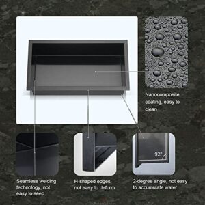 NAVNKA Shower Niche, No Tile Needed, The Insert Storage Shower Shelf is Easy to Install, Stainless Steel, Black grey (12''*6'')