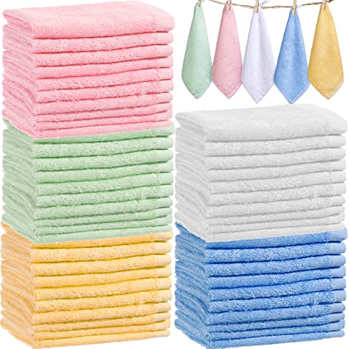 100 Pcs Bamboo Washcloths Towel Bulk 10 x 10 Inch Baby Wash Cloth for Bathroom Soft Quick Drying Bamboo Towels Face Towel for Washing Face Body Reusable Absorbent Washcloths