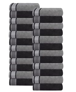 casa copenhagen, designed in denmark, 550 gsm, 12x12 inches, washcloths towels, set of 24 towels, super soft and absorbent, egyptian cotton towels for bathroom & kitchen - silver grey and dark grey