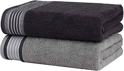 CASA COPENHAGEN, Designed in Denmark, 550 GSM, 12x12 Inches, Washcloths Towels, Set of 24 Towels, Super Soft and Absorbent, Egyptian Cotton Towels for Bathroom & Kitchen - Silver Grey and Dark Grey