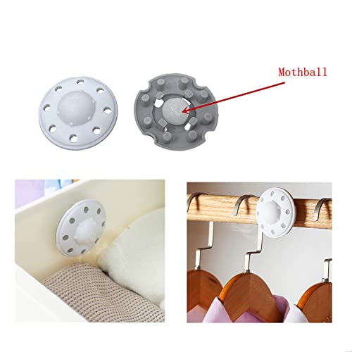HomeNite 6 Pack Moth Ball Case with Adhesive Wall Sticker, Refillable Case for Moth Repellent Balls, Closet Clothes House Drawers Hanger Moth Block Case, 6cm Diameter, White, 6 Count (Pack of 1)