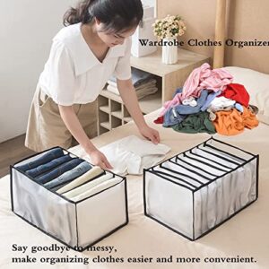 Wardrobe Clothes Organizer,Drawer Organizers for Clothing,Large Size,2Pack,7Grids,Grey