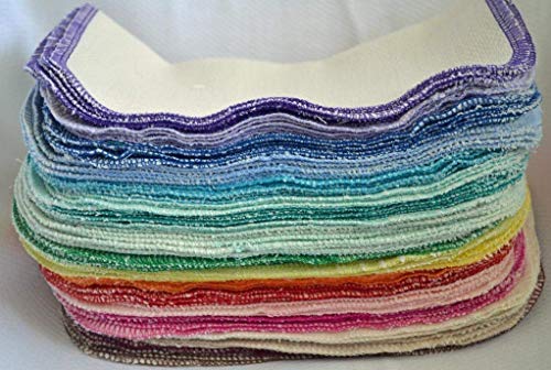 2 Ply Organic Birdseye Washable Baby Wipes 8x8 Inches Set of 20 Rainbow Assortment