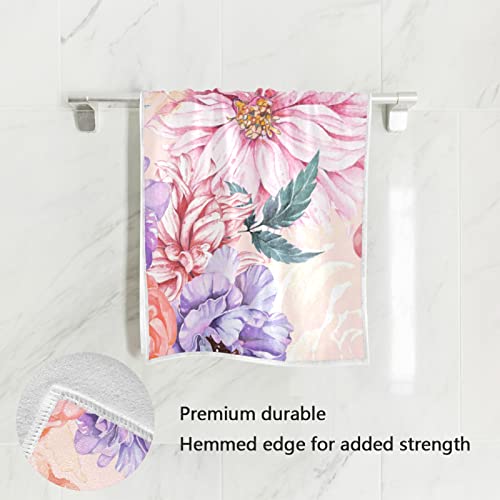 ALAZA Spring Pink Rose Purple Flower Hand Towels Bathroom Towel Highly Absorbent Soft Small Bath Towel Decorative Guest Breathable Fingertip Towel for Face Gym Spa 30 X 15 Inch