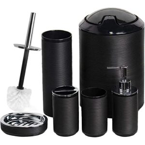 cerbior bathroom accessories set 6 piece bath ensemble includes soap dispenser, toothbrush holder, toothbrush cup, soap dish for decorative countertop and housewarming gift, black