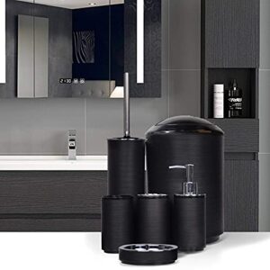 CERBIOR Bathroom Accessories Set 6 Piece Bath Ensemble Includes Soap Dispenser, Toothbrush Holder, Toothbrush Cup, Soap Dish for Decorative Countertop and Housewarming Gift, Black