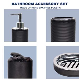 CERBIOR Bathroom Accessories Set 6 Piece Bath Ensemble Includes Soap Dispenser, Toothbrush Holder, Toothbrush Cup, Soap Dish for Decorative Countertop and Housewarming Gift, Black