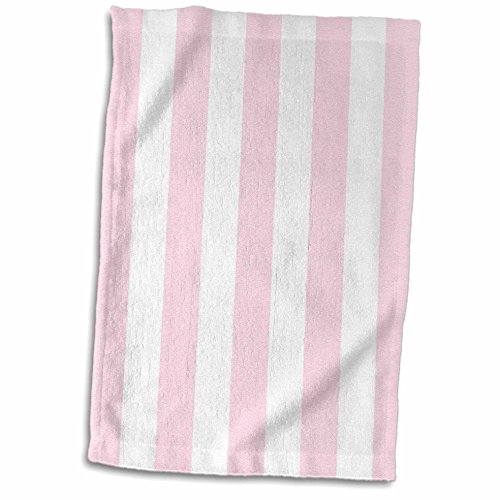 3D Rose Pink and White Pattern-Girly Vertical Striped Stripy Stripey Retro Traditional Classic Towel, 15" x 22", Multicolor