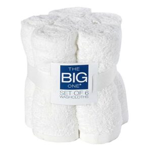 the big one 6-pack solid washcloths (white)