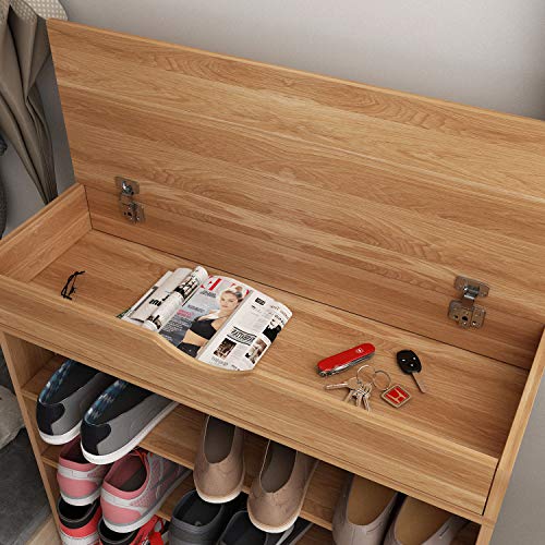 SDHYL 5-Tier Shoe Rack 29.5 inches Shoe Storage Shelf with 1 Top Storage Space, Shoe Organizer for Enterway, Maple, S7-WK-L24-MP-US