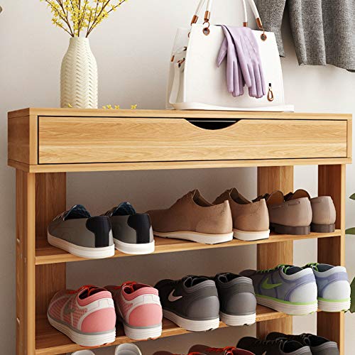 SDHYL 5-Tier Shoe Rack 29.5 inches Shoe Storage Shelf with 1 Top Storage Space, Shoe Organizer for Enterway, Maple, S7-WK-L24-MP-US