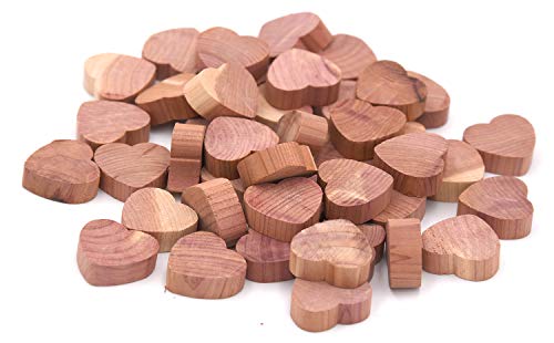 Venxic Aromatic Cedar Heart Blocks for Clothes Storage | 100% Natural Cedar Hanger Balls for Closets and Drawers Protection & Freshener (50 Pack)