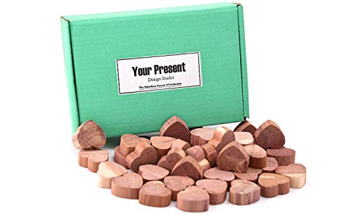 Venxic Aromatic Cedar Heart Blocks for Clothes Storage | 100% Natural Cedar Hanger Balls for Closets and Drawers Protection & Freshener (50 Pack)