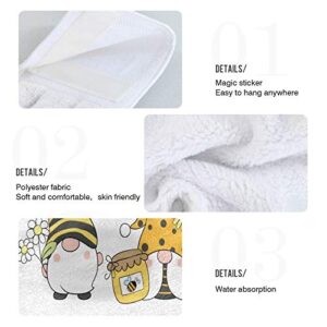 Summer Hanging Kitchen Towels Gnomes Hand Towel Flower 2PCS Dish Cloth Tie Towel Absorbent Oven Stove Washcloth with Loop for Bathroom Home Decorative