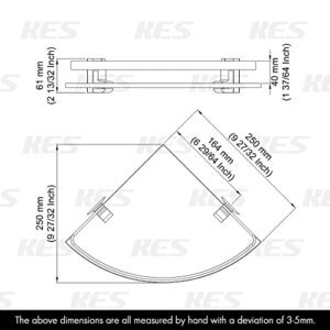 KES Glass Corner Shelf Bathroom, Corner Shower Shelf with Rail Wall Mount 2 Tier Sand Sprayed Silver Finish, A4120A-P2