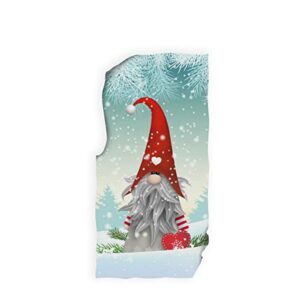 Christmas Gnome Tomte Hand Towels 16x30 in Bathroom Towel, Winter Elves with Red Hearts Snowflake Soft Absorbent Small Bath Towel Merry Christmas X-mas Bathroom Decor Gifts