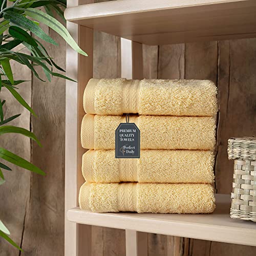 flume home Washcloth Set of 4 I 100 % Turkish Cotton I 13x13 Inches (Spectra Yellow) Cotton Washcloth I Kitchen Towels I Face Towels I Turkish Hand Towel I Washcloths for Body and face