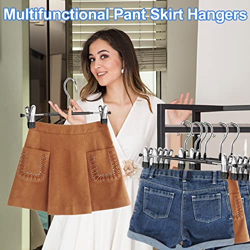 20Pack Pants Hangers,Skirt Hangers with Clips,Rubber Cover Metal Trouser Clip Hangers,Adjustable Clips Hangers,Heavy Duty Pants Skirt Hangers Ultra Thin Space Saving for Skirt Jeans Adult