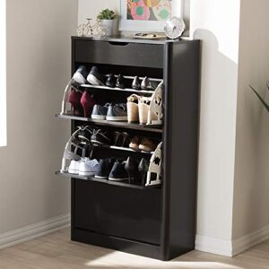 baxton studio cayla 4 drawer shoe cabinet in black