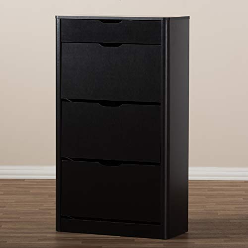 Baxton Studio Cayla 4 Drawer Shoe Cabinet in Black