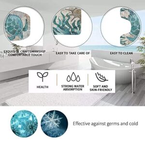 Jefuzh Sea Turtle Shower Curtain Sets with Non-Slip Rugs,Toilet Lid Cover Pad and Bath Mat,Bathroom Sets with Waterproof Durable Shower Curtains