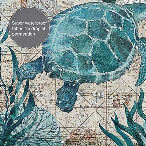 Jefuzh Sea Turtle Shower Curtain Sets with Non-Slip Rugs,Toilet Lid Cover Pad and Bath Mat,Bathroom Sets with Waterproof Durable Shower Curtains