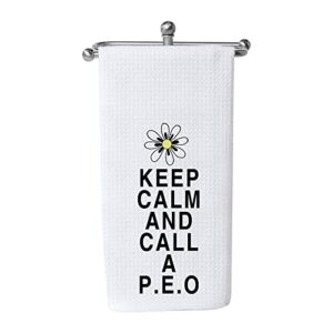 wcgxko sisterhood tea towel keep calm and call a p.e.o. printed funny kitchen towel dish towel (call a p.e.o)