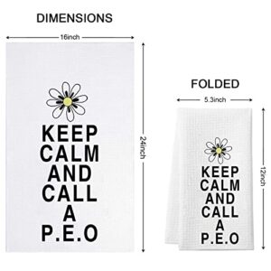 WCGXKO Sisterhood Tea Towel Keep Calm and Call a P.E.O. Printed Funny Kitchen Towel Dish Towel (Call A P.E.O)