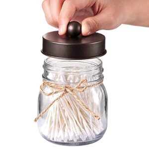 4pcs & 4pcs Bronze Mason Jar Bathroom Accessories Set - 2 Foaming Soap Dispenser& 2 Qtip Holder (regular mouth)&2 Cotton Swab Holder (wide mouth)&2 Toothbrush Holder-Rustic Farmhouse Decor Bathroom