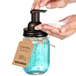 4pcs & 4pcs Bronze Mason Jar Bathroom Accessories Set - 2 Foaming Soap Dispenser& 2 Qtip Holder (regular mouth)&2 Cotton Swab Holder (wide mouth)&2 Toothbrush Holder-Rustic Farmhouse Decor Bathroom