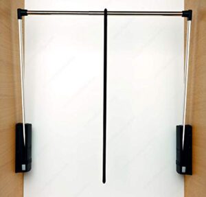 servetto closetpro soft-close wardrobe lift expanding steel tubing with black plastic housing, 22 lb weight rating, made in italy (24 1/2" - 33 1/2")
