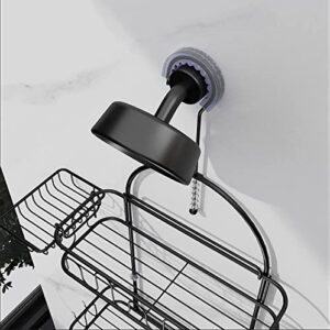 Glorystage Hanging Shower Head Caddy for Bathroom, Black Hanging Shower Shelf Organizer, Rustproof Stainless Steel Anti-Swing Storage Rack with Soap Holder and Hooks