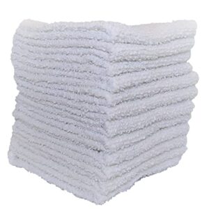 economy towels (white) washcloths set - 11x11 100% cotton terry cloth highly absorbent wash rags for general cleaning, bath, kitchen, salon, gym, motel, office, auto detailing (12)